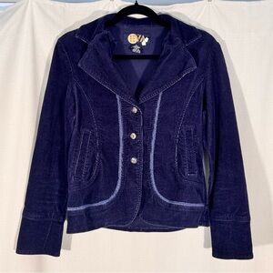 Y2K EVA Structured Corduroy Navy Blue Jacket